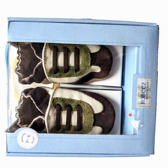 Robeez Soft Soles Baby All Star Basketball Game Crib Shoe Brown-Green Sz… - Picture 5 of 6
